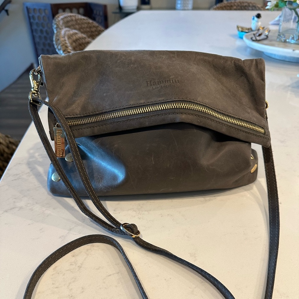 Hammutt large Crossbody leather bag in gray!